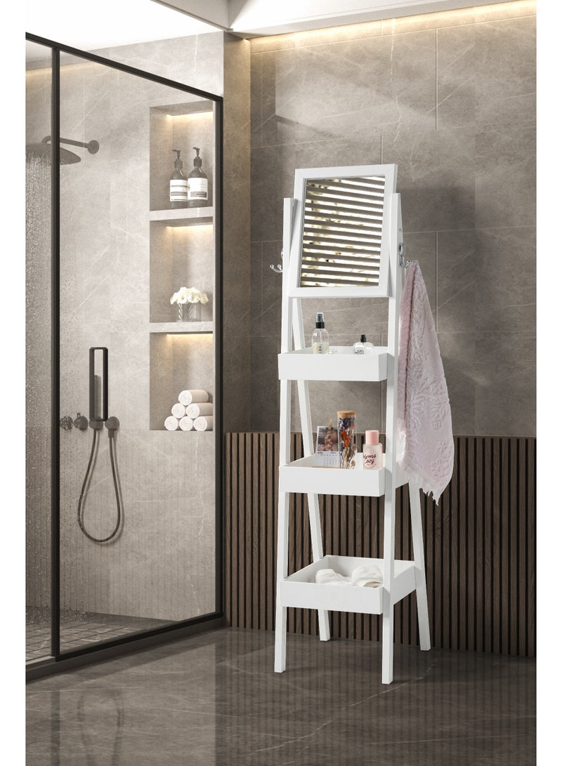 evistar 3-shelf storage organizer with mirror, made of high-quality Turkish wood, suitable for the bedroom or living room versatile. - Image 1